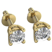 Solitaire Studs Earrings I1 G 0.30 Carat Natural round Diamond 14K Solid Gold