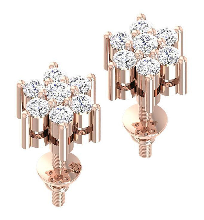 Genuine Diamond 14K Solid Rose Gold Prong 