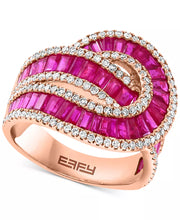 [14K] Rose Gold Ruby (3-1/4 Ct. T.W.) & Diamond (5/8 Ct. T.W.) Swirl Statement Ring