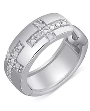 Men'S Diamond Cross Small Huggie Hoop Earrings (1/20 Ct. T.W.) in Sterling Silver, 0.63"