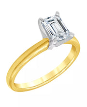 [14K, 1 Ct. T.W.] White or Yellow Gold Diamond Emerald-Cut Solitaire Engagement Ring