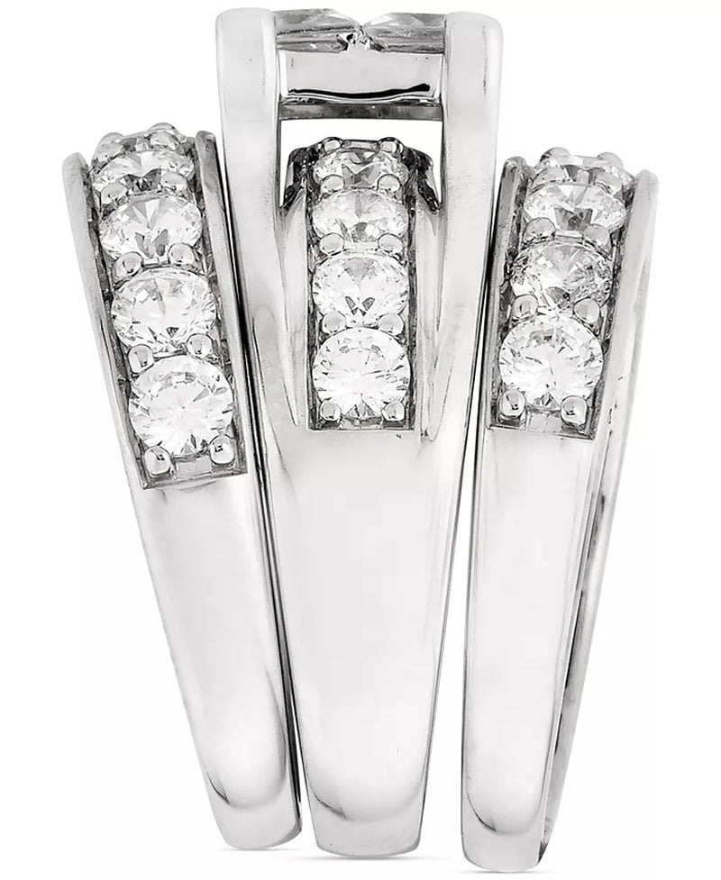 [14K, 4 Ct. T.W.] White Gold  Diamond Princess & round 3-Pc Bridal Set