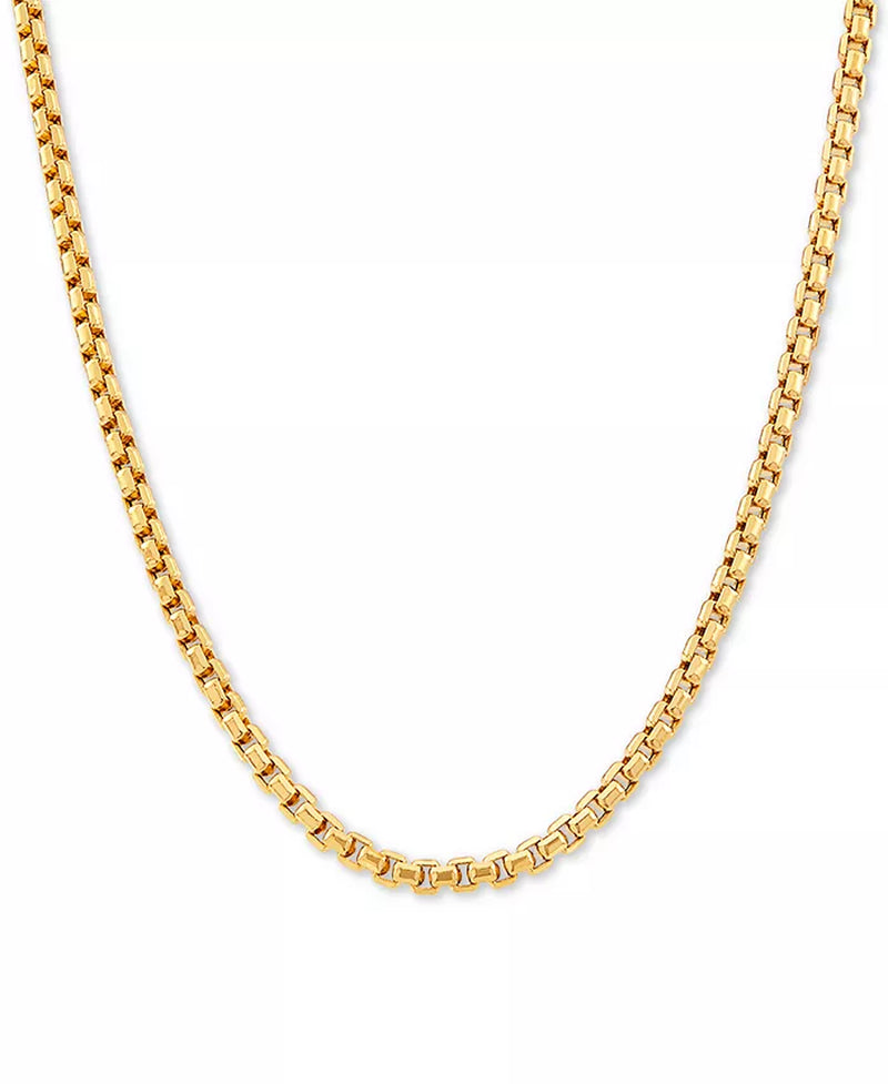 [14K] Gold Men's Box Link 22" Chain Necklace