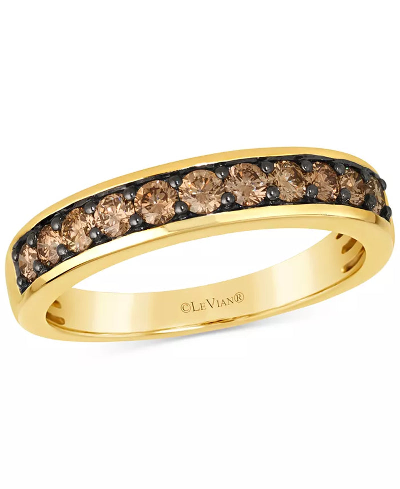 [14K, 7/8 Ct. T.W.] Men's Gold Chocolatierâ® Chocolate Diamond Band