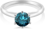 Blue Diamond Solitaire Engagement Ring