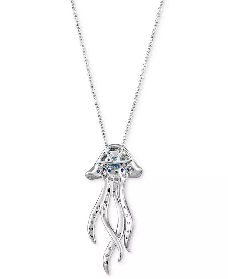 Ombrã©Â® Multi-Gemstone (3/8 Ct. T.W.) & Nude Diamond (1/4 Ct. T.W.) Jellyfish Pendant Necklace in 14K White Gold, 18" + 2" Extender