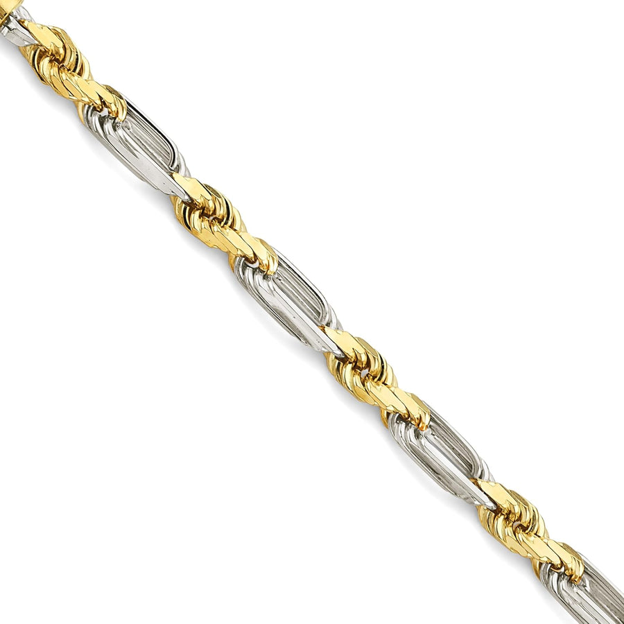 [14K] Two Tone Solid Gold 6.5Mm Figarope Chain Necklace with Lobster Claw Clasp