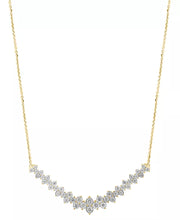 [14K, 1 Ct. T.W.] Two Tone Gold Diamond Cluster Statement Necklace