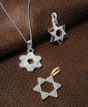 [10K, 1/2 Ct. T.W.] Gold  Star of David Open Pendant