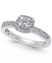 [14K, 1/2 Ct. T.W] White Gold Diamond Halo Engagement Ring