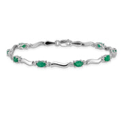 14 Karat White Gold Diamond and Emerald Bracelet