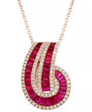 [14K] Rose Gold  Ruby (2-1/3 Ct. T.W.) & Diamond (5/8 Ct. T.W.) Swirl 18" Necklace