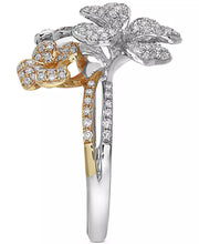 [14K, 5/8 Ct. T.W.] Gold Diamond Tri-Tone Flower Ring