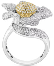 [14K, 1-5/8 Ct. T.W.] Two-Tone Gold Diamond Pavã© Large Flower Statement Ring