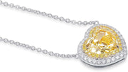 GIA Certified 3.45 Carat Heart Fancy Deep Yellow Color Diamond Set in 18K White & Yellow Gold Necklace (FANCY DEEP YELLOW-SI1) Adjustable and Resizable