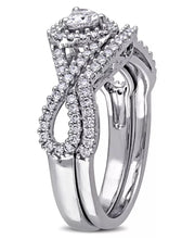 [14K, 3/4 Ct. T.W.] White Gold Certified Diamond Heart-Shape Infinity Bridal Set