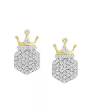 [10K, 1/4 Ct. T.W.] Gold Diamond Crown Cluster Stud Earrings