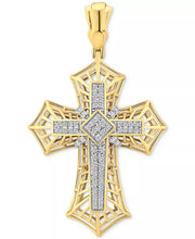 [10K, 1 Ct. T.W.] Gold Diamond Cross Openwork Pendant