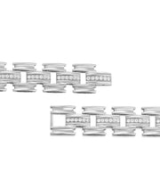 [1 Ct. T.W.] Sterling Silver Men's Diamond Open Link Bracelet