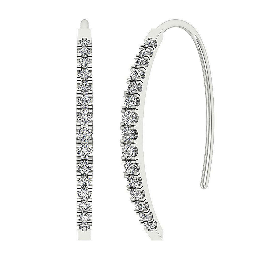 [14K, 0.40 Carat] Gold Open Hoops Earrings With Natural Diamonds