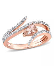 [10K] Rose Gold Morganite & Diamond Open Wrap Ring