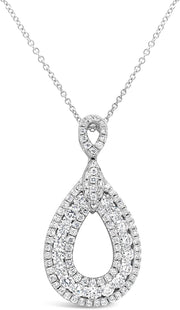 [18K, 0.81 Cttw] White Gold Necklace Pear-Shaped Ring VS Diamond Pendant