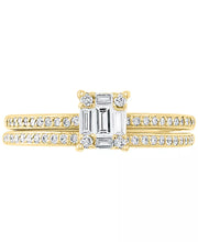 [14K, 3/8 Ct. T.W.] Yellow Gold Diamond Baguette Cluster Bridal Set