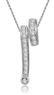 [14K, 0.30 Ct] White Gold Fashion Pendant Necklace Round Diamond