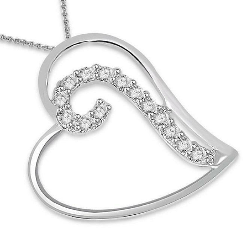 Love of Heart Pendant Necklace SI1 G 0.20Ct Natural Diamond White Gold Appraisal