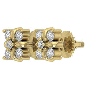 [14K, 0.30 Ct] White Yellow Rose Gold Designer Round Diamonds Studs Earrings