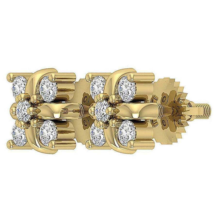 [14K, 0.30 Ct] White Yellow Rose Gold Designer Round Diamonds Studs Earrings