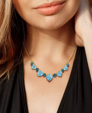 Yellow-Plated Sterling Silver Sky & London Blue Topaz Heart Collar Necklace (45-3/4 Ct. T.W.)