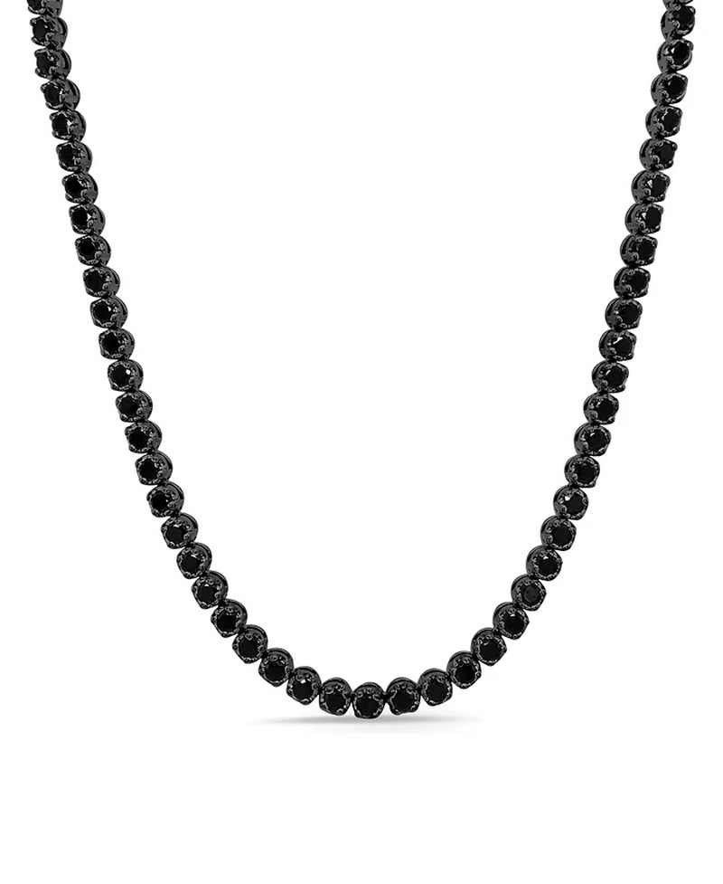 [12 Ct. T.W.] Black Rhodium-Plated Sterling Silver Mens Diamond 24" Necklace