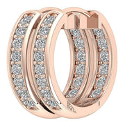 [14K, 0.30 Ct] Solid Gold Diamond Inout Side Hoop Earrings