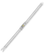 [1/2 Ct. T.W.] Sterling Silver Men's Diamond Cross Double Curb Chain Bracelet