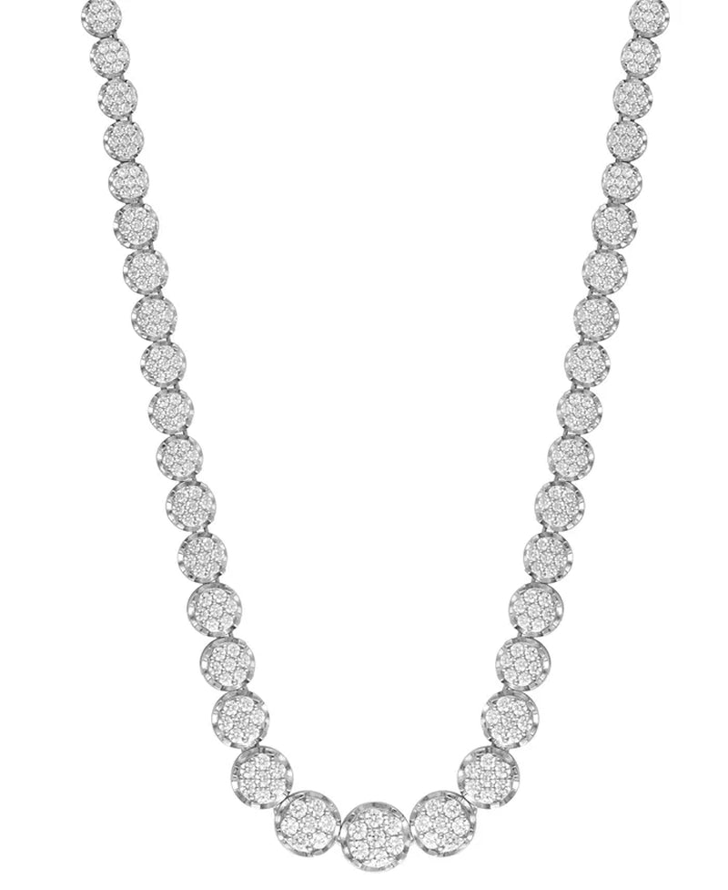 [14K, 5 Ct. T.W.] White Gold Diamond Cluster Necklace