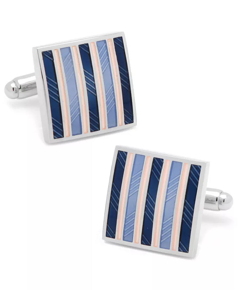 Pink & Navy Striped Square Cufflinks