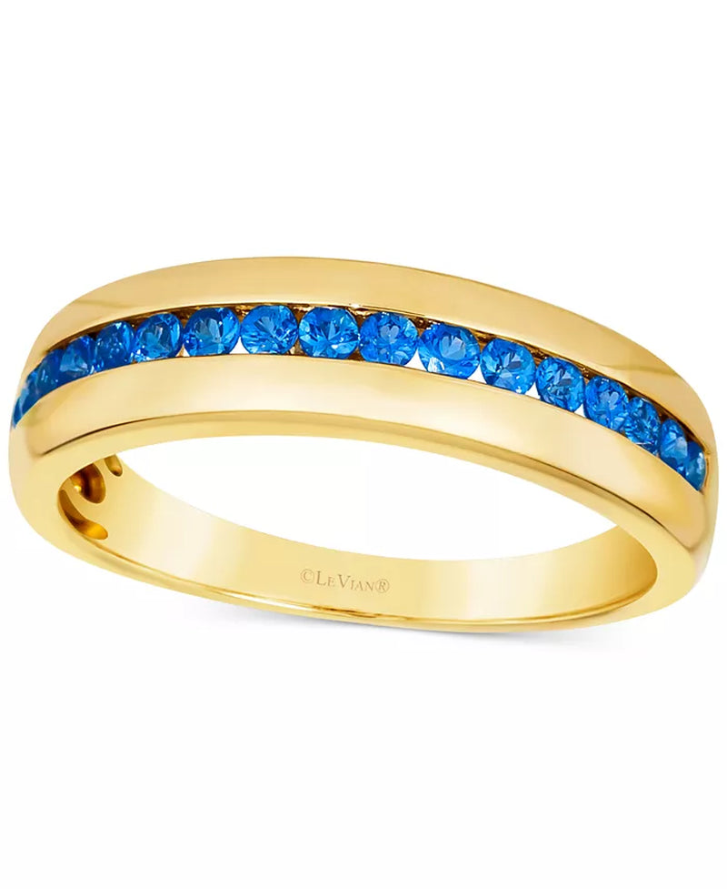 [14K, 5/8 Ct. T.W.] Gold Cornflower Sapphire Band