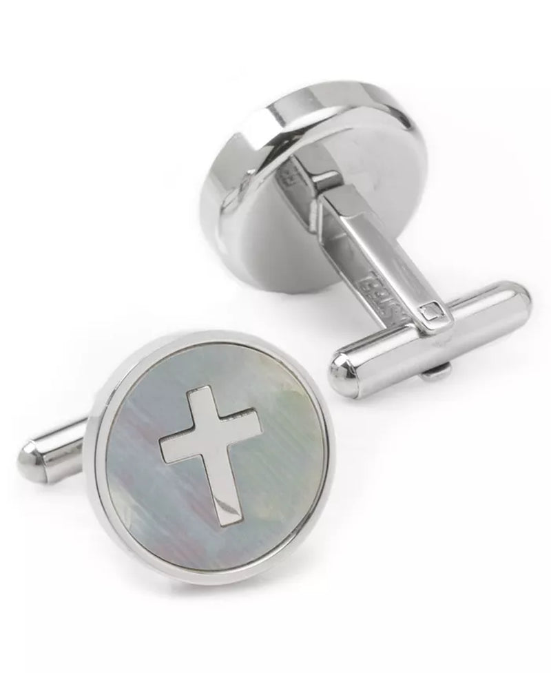 Cross Mother of Pearl Stainless Steel Cufflinks