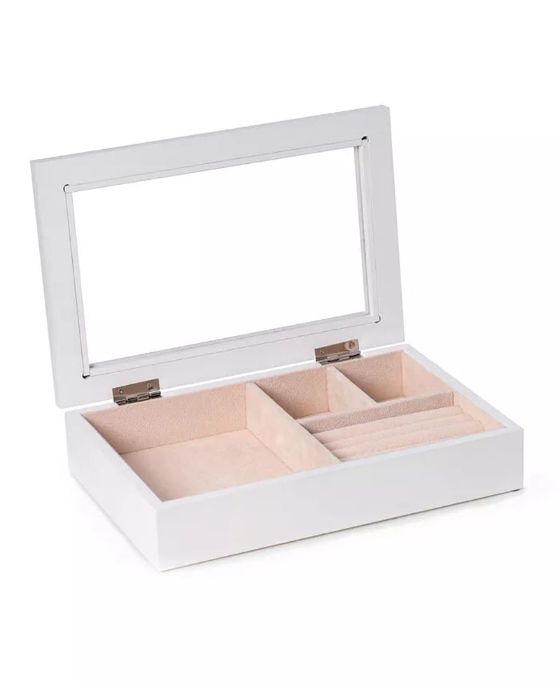 White Jewelry Box with Glass Viewing Top