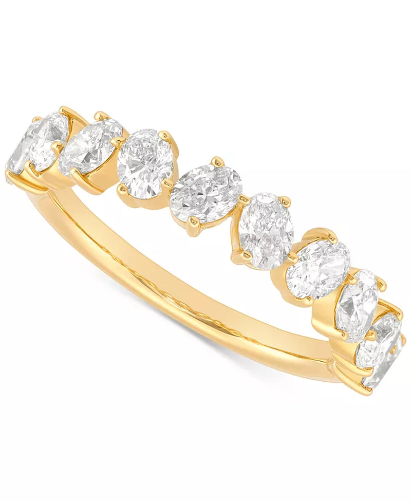 [14K, 1-1/2 Ct. T.W.] Gold Sparkling Diamond Oval Band