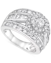 [14K, 3 Ct. T.W.] White Gold Diamond Round Multirow Cluster Ring