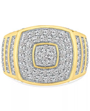 [10K, 2 Ct. T.W.] Gold Men's Diamond Multi-Cluster Statement Ring