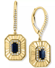 [14K] Gold Sapphire (3/4 Ct. T.W.) & Diamond (1/4 Ct. T.W.) Leverback Drop Earrings