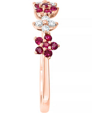 Ruby (3/8 Ct. T.W.) & Diamond (1/6 Ct. T.W.) Flower Band in 14K Rose Gold