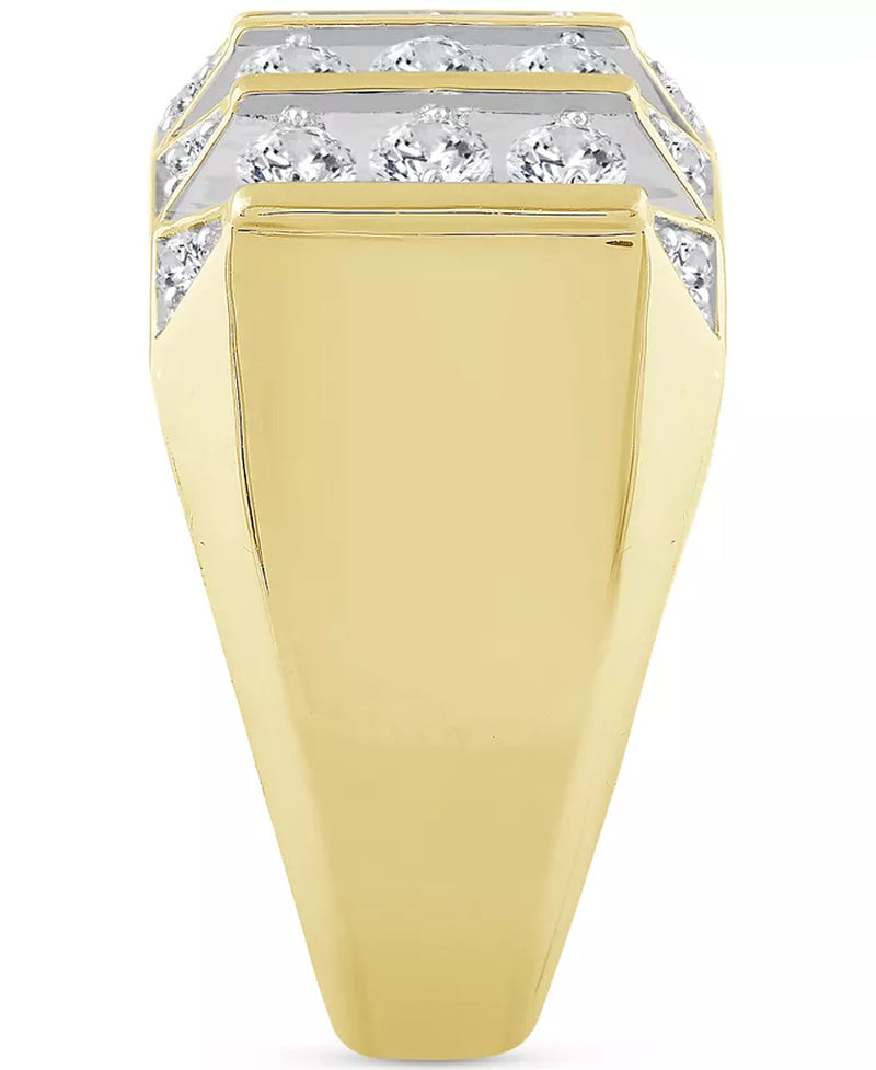 [10K, (2 Ct. T.W.] Gold Mens Diamond Multi Row Statement Ring