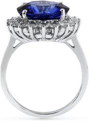 Sapphire and 1Ct TDW Diamond Halo Engagement Ring