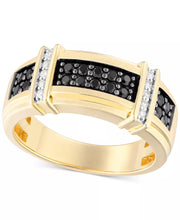 [10K, 1/2 Ct. T.W.] Gold Men's Alternative Black & White Diamond Ring