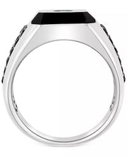 EFFY® Men'S Onyx, Black Spinel & Diamond (1/20 Ct. T.W.) Ring in Sterling Silver