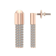 [14K, 0.40 Ct]  Rose Gold Fashion Earring Round Cut Diamond  Pave Set